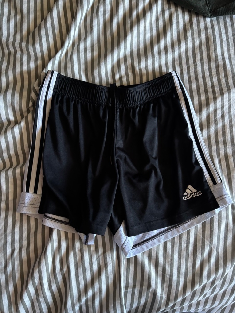 adidas Black Shorts with White Triple Stripes